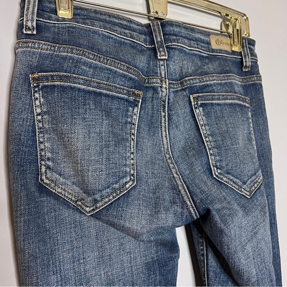 Cello Straight Blue Jeans with Fashionable Distressing Size 5 Low Rise EUC - Picture 5 of 8